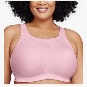 Glamorise Womens No-Bounce Camisole Sports Bra Wirefree #1066 pink size 34J Gym
